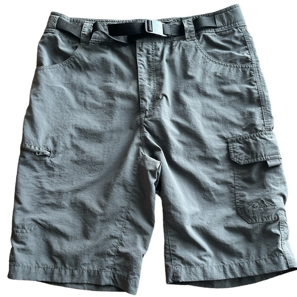 American Outback Shorts Nylon Pockets Cargo Style Dk Gray Enclosed Buckle Size M - Picture 1 of 16